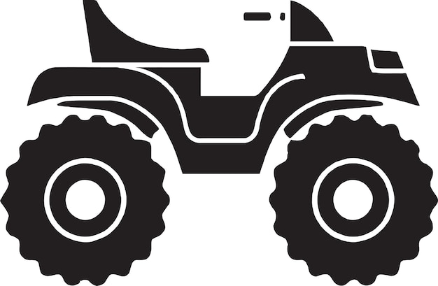 A black and white silhouette of a tractor with the words tractor on the side.