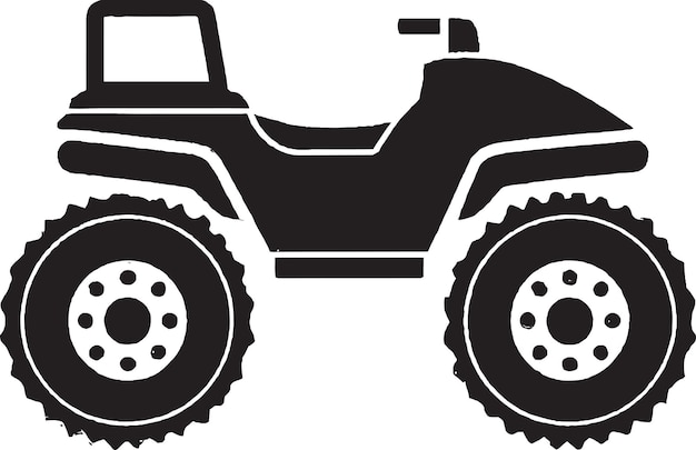 A black and white silhouette of a tractor.