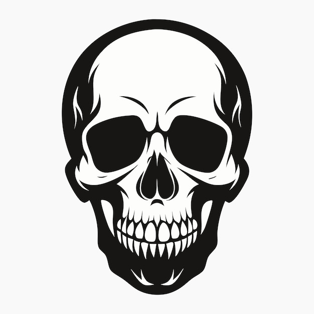 Vector black and white skull