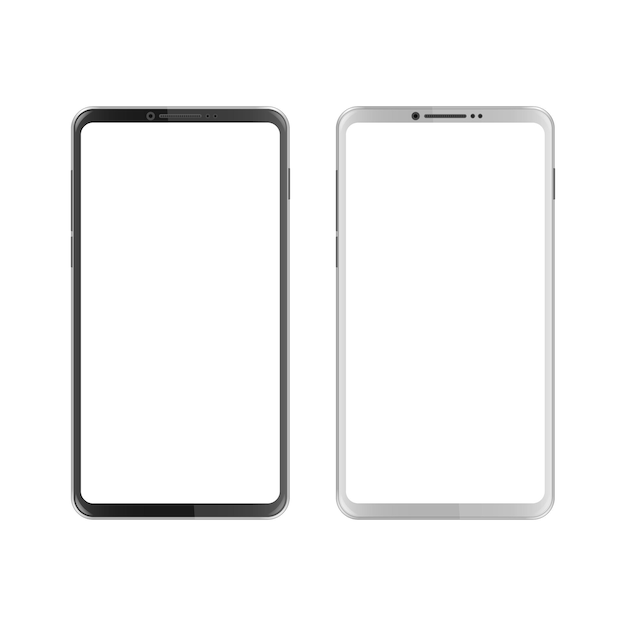 Black and white smartphone with blank screen illustration