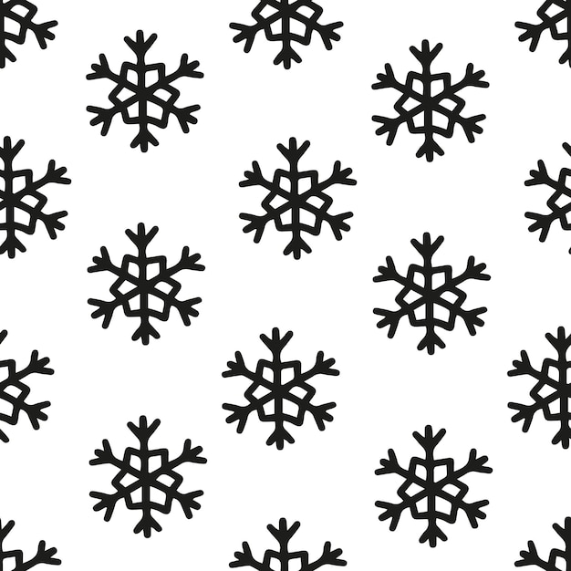 Black and white snowflake simple seamless pattern. Abstract wallpaper, wrapping decoration