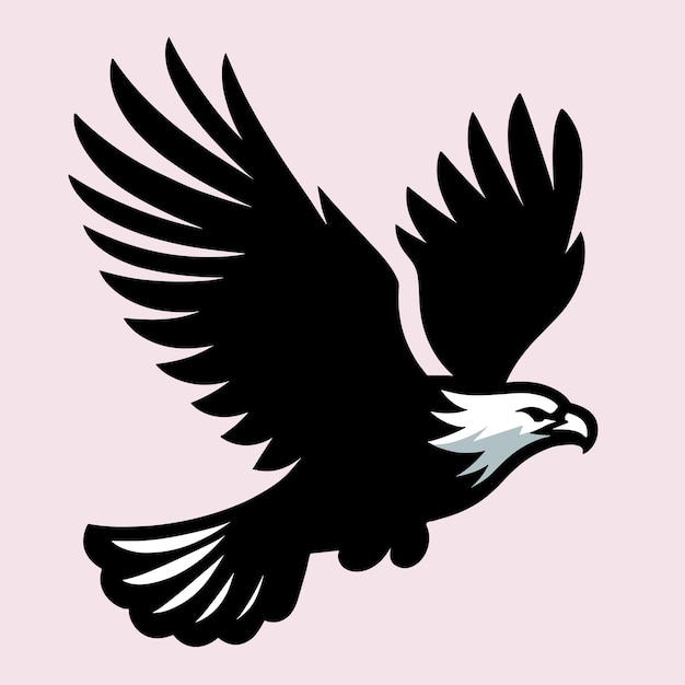 Black and White Soaring Eagle Silhouette Illustration Vector