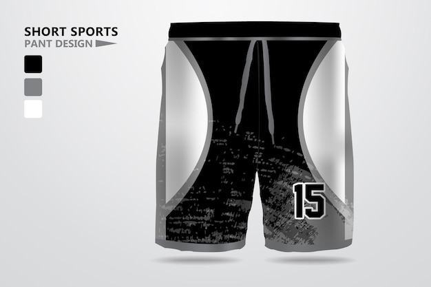 Black and White Soccer Sports Short Pant design and template for printing