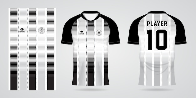 black white sports shirt jersey design template