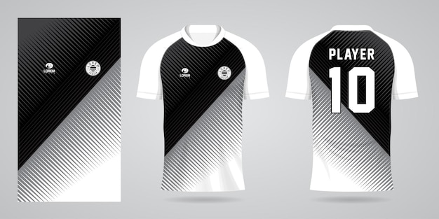 black white sports shirt jersey design template