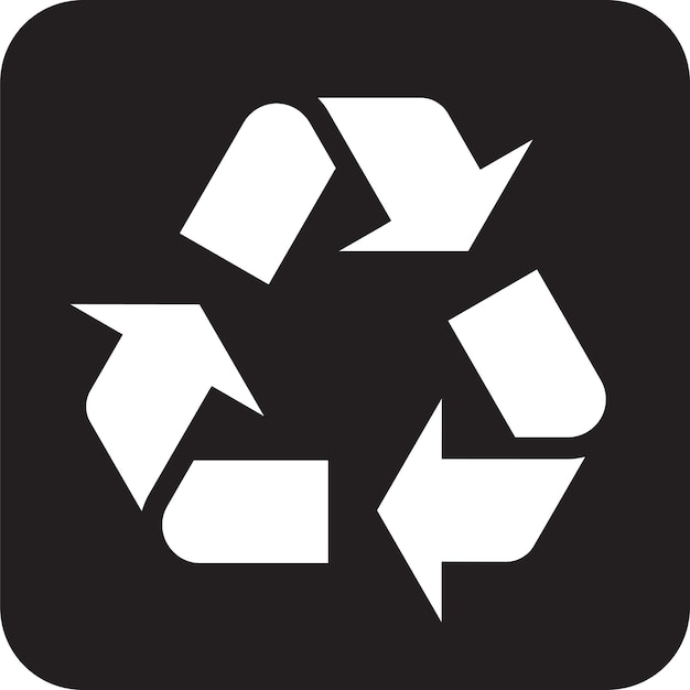 black and white symbol for recycling isolated on transparent background