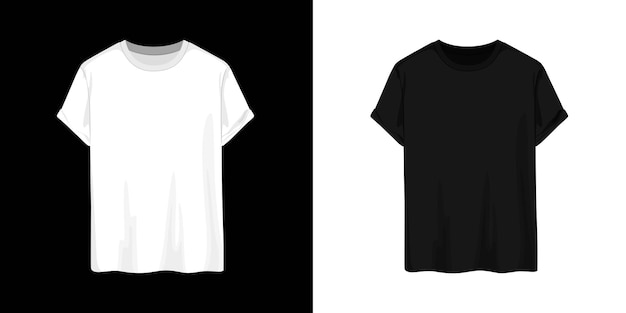 Black and white t shirt mock-up illustration premium EPS file