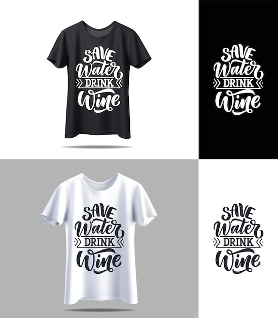 Vector a black and white t shirt with the words save water and drink