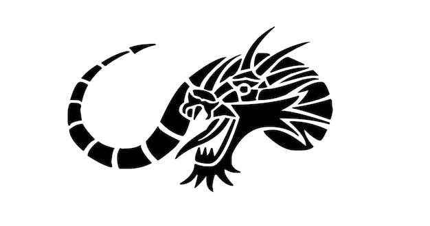 Vector a black and white tattoo of a dragon