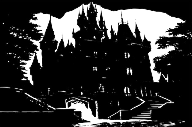 black and white texture of Castle vector illustration image of Castle black texture on white paper