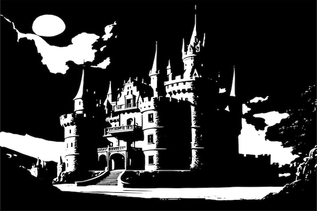 black and white texture of Castle vector illustration image of Castle black texture on white paper