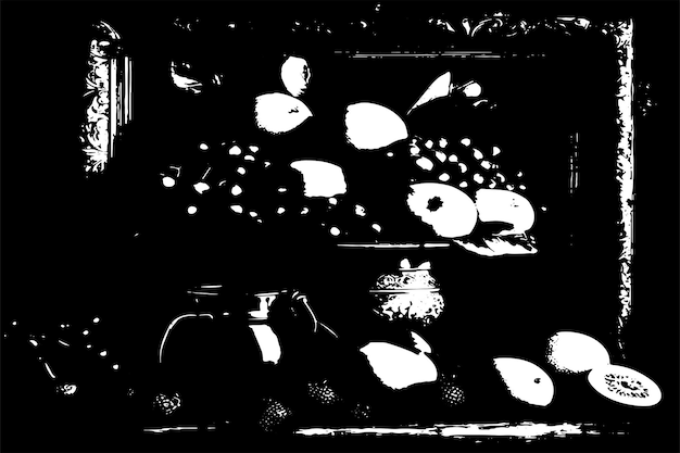 black and white texture of fruits vector illustration background texture