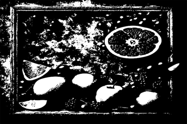 black and white texture of fruits vector illustration background texture