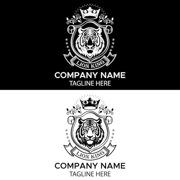 Black And White Tiger Logo Design Template