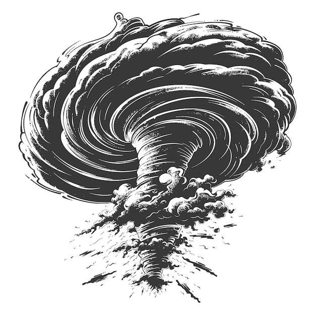 Vector black and white tornado illustration