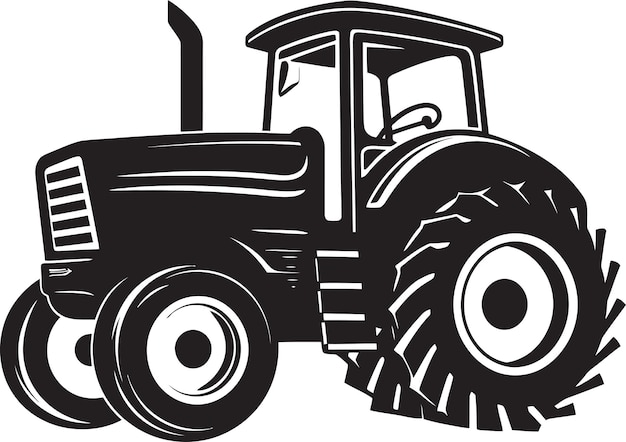 Black and White Tractor Blueprint Tractor Line Art Vector Drawing