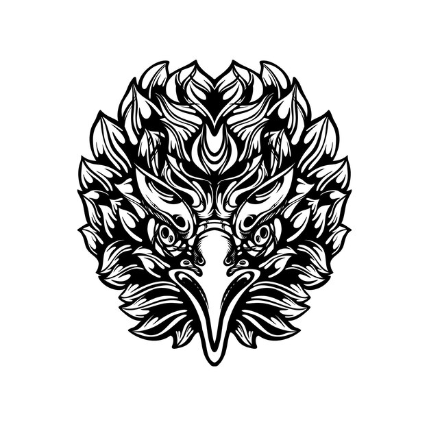 black and white tribal decorative eagle pattern tattoo