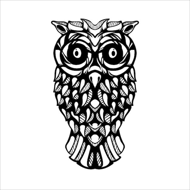 black and white tribal decorative owl pattern tattoo