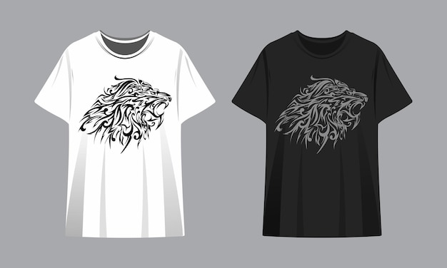 Black and white tshirt tribal lion mockup