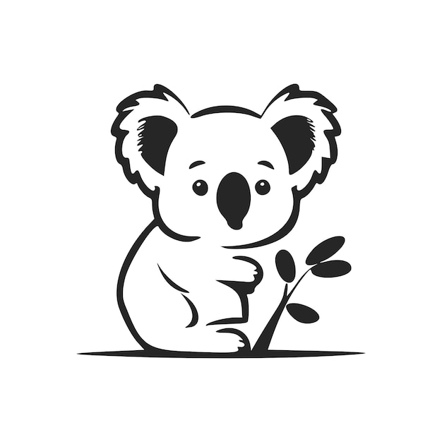 Black and white Uncomplicated logo with aesthetic and cute koala