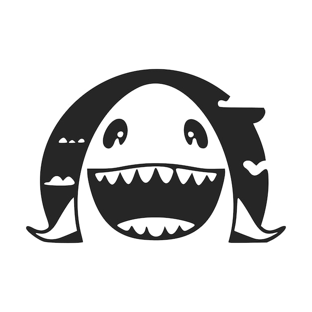 Black and white Uncomplicated logo with Attractive Cheerful Shark