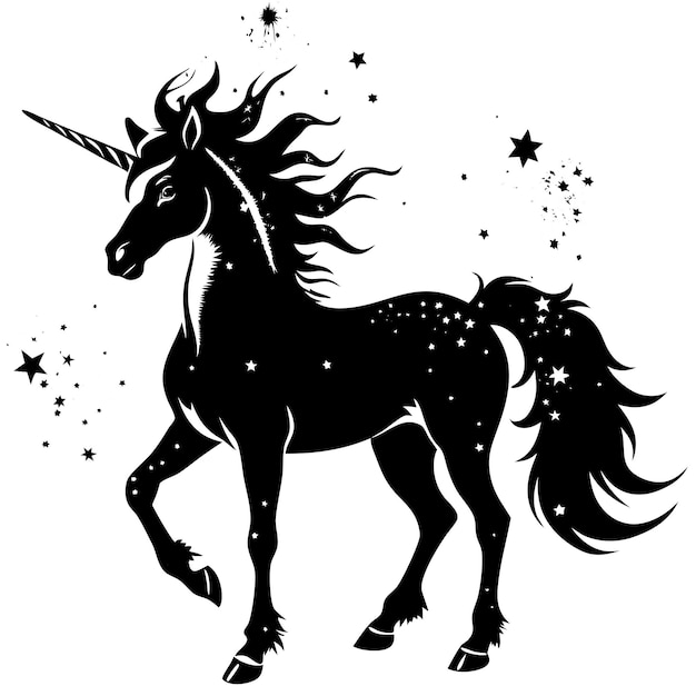 Vector a black and white unicorn for t shirt design