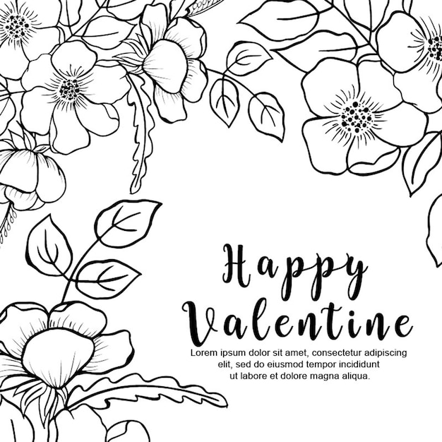 Black and White Valentine Floral Background