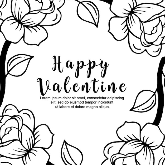 Black and White Valentine Floral Background