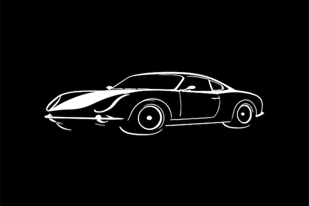 Vector black and white vector image of car isolated on background one side view of car outlines car vector