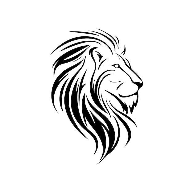 Black and white vector logo of a lion simple