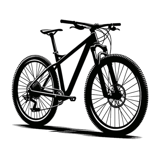 A black and white vector silhouette illustration of a bicycle