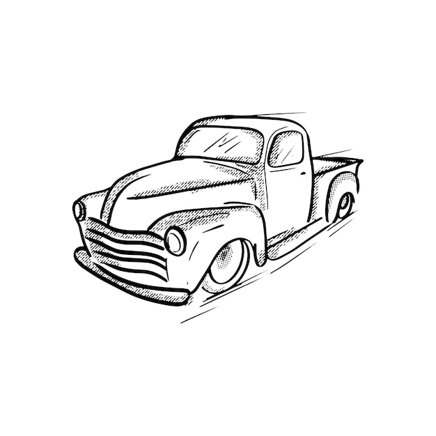 black white vintage truck car vector design illustration