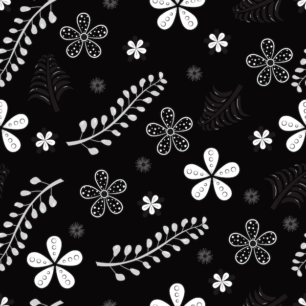 A black and white wallpaper with a floral pattern