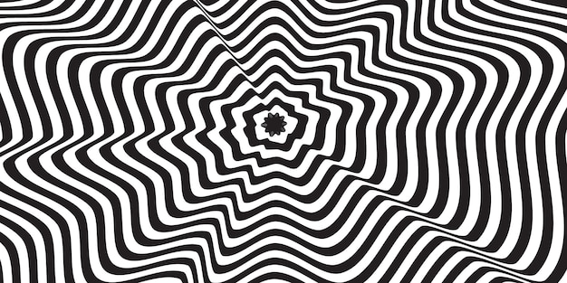 Black and white wave optical art background