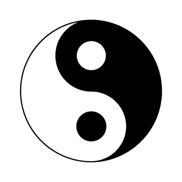 Black and white yin yang on a white background symbol of harmony and balance