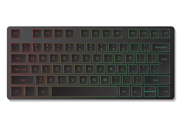 Black wireless keyboard top view isolated