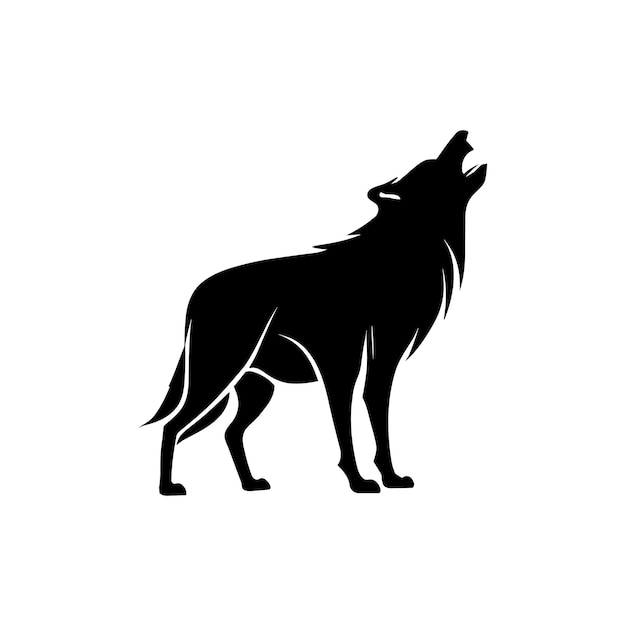 black wolf howling vector silhouette