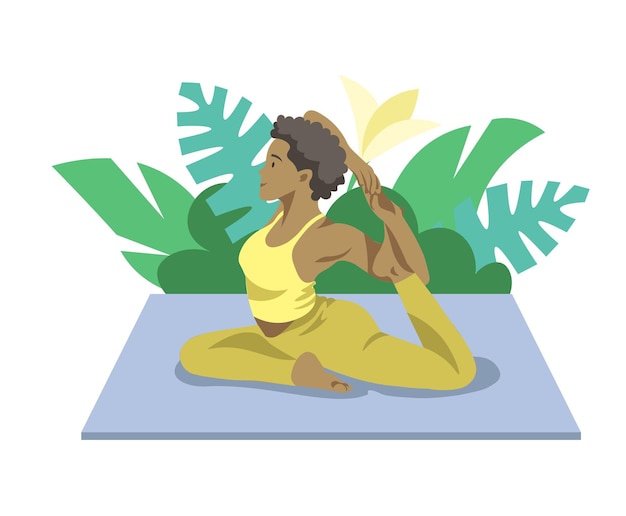 Black woman doing yoga exercise for spine