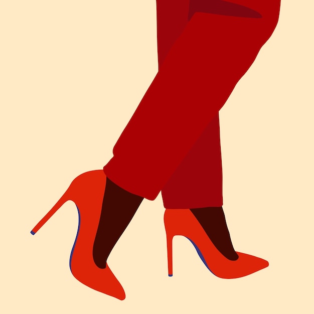 Vector black woman high heel shoes illustration