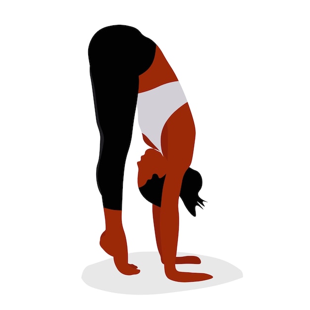 Black woman practicing yoga in elegant line art style vector