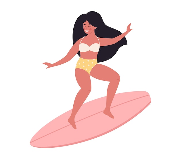 Black woman surfing on surfboard Summer activity summertime surfing