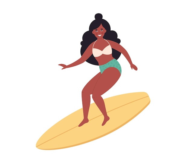 Black woman surfing on surfboard Summer activity summertime surfing