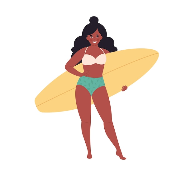 Black woman with surfboard Summer activity summertime surfing Hello summer