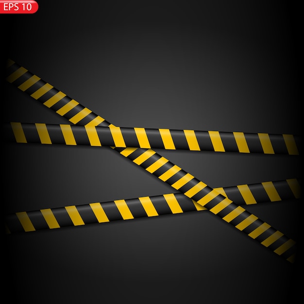 Black and yellow caution lines isolated. Realistic warning tapes.