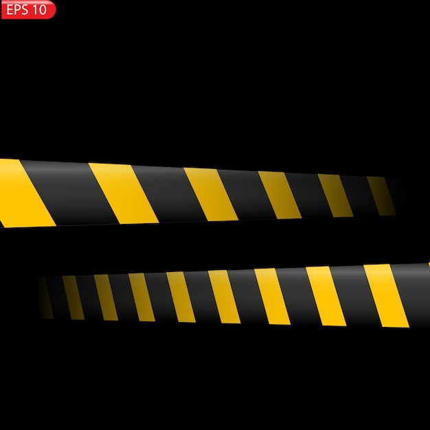 Black and yellow caution lines isolated. Realistic warning tapes.