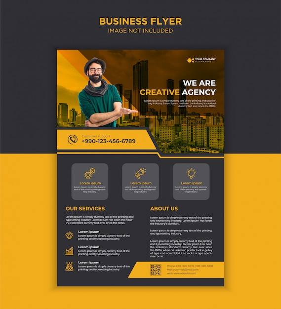 Black and Yellow creative business flyer template design