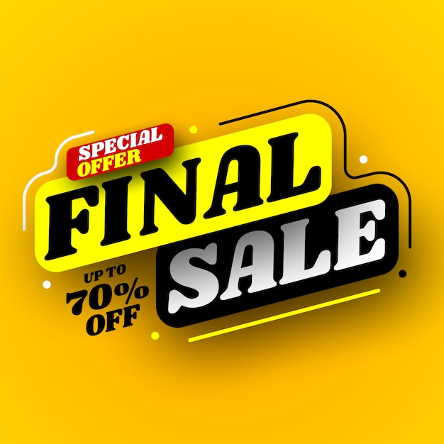 Black and yellow final sale banner, special offer .  illustration.