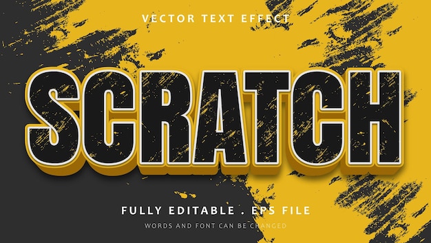 Black Yellow Grunge Word Scratch Editable Text Effect Design Template