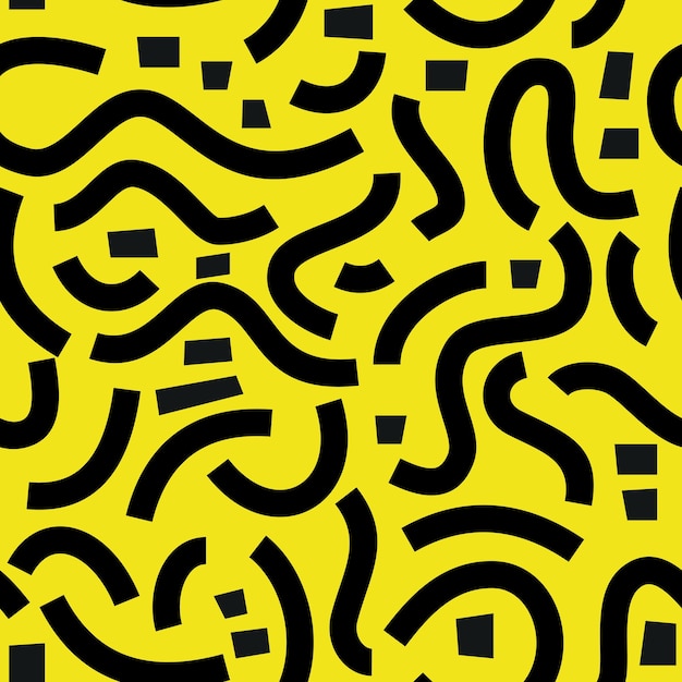 Black yellow memphis seamless pattern