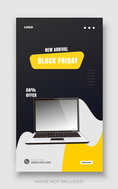 Vector a black and yellow poster for new black friday sale